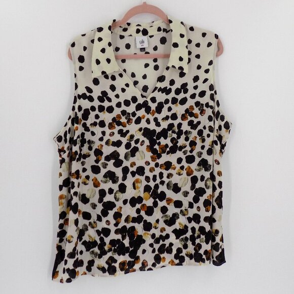 Cabi 3989 Seismic Sleeveless Blouse Size XXL Cream Black Brown - Picture 1 of 4